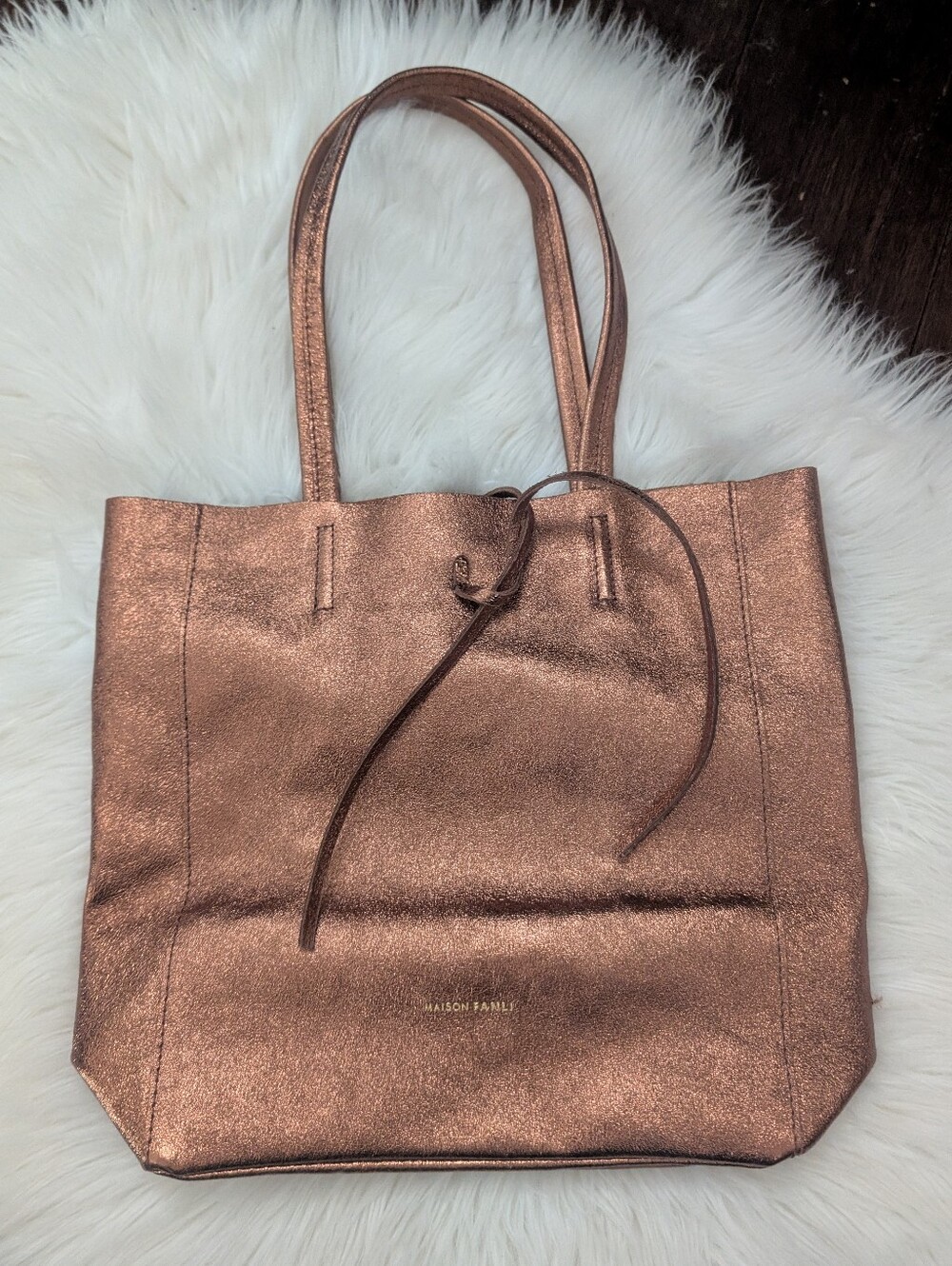 MAISON FANLI Medium Tote - Metallic Leather - Bronze Metallic Calfskin